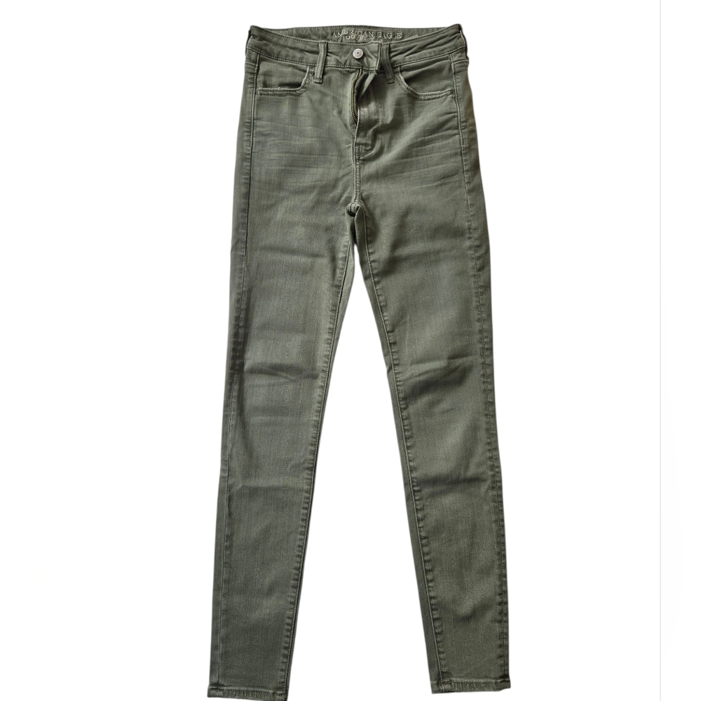 American Eagle Super High Rise Jegging In Olive
